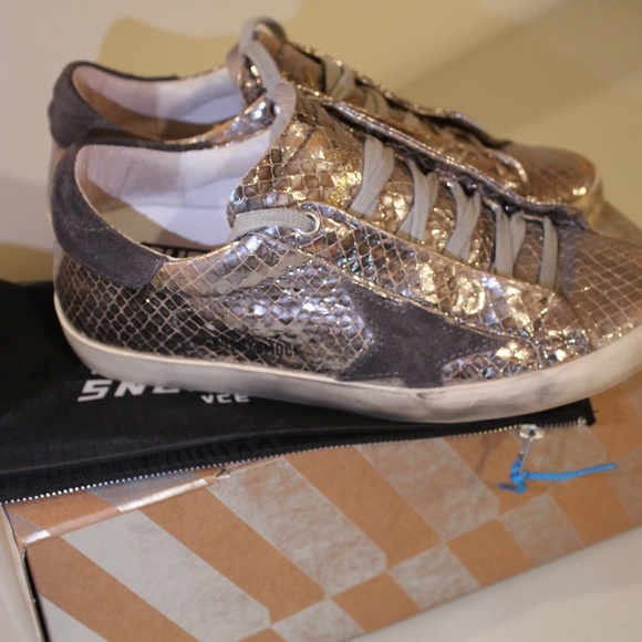 Golden Goose Deluxe Brand GGDB Superstar Sneakers Silver Smock Viper Size 35 - Picture 1 of 5